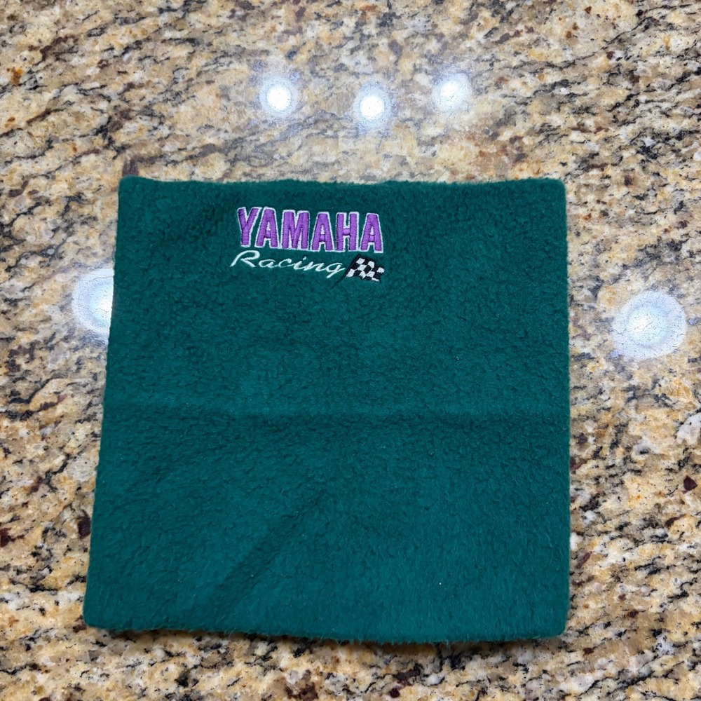 Yamaha Racing Neck Warmer Fleece Gaiter Green Purple Embroidered Logo Vintage
